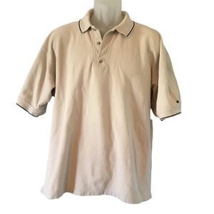 Columbia Men’s Short Sleeve Cotton Polo Shirt Tan with Black Trim Size XL